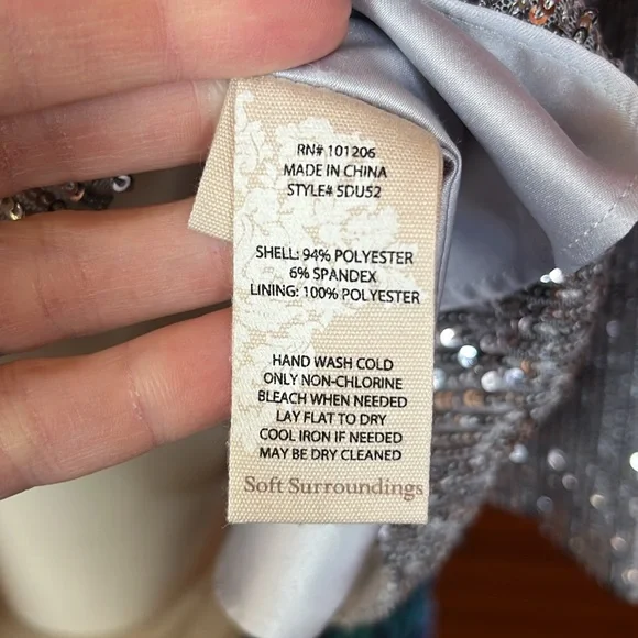 BNWOT Soft surroundings silver sparkly, long sleeve, formal lined top - Picture 12 of 16